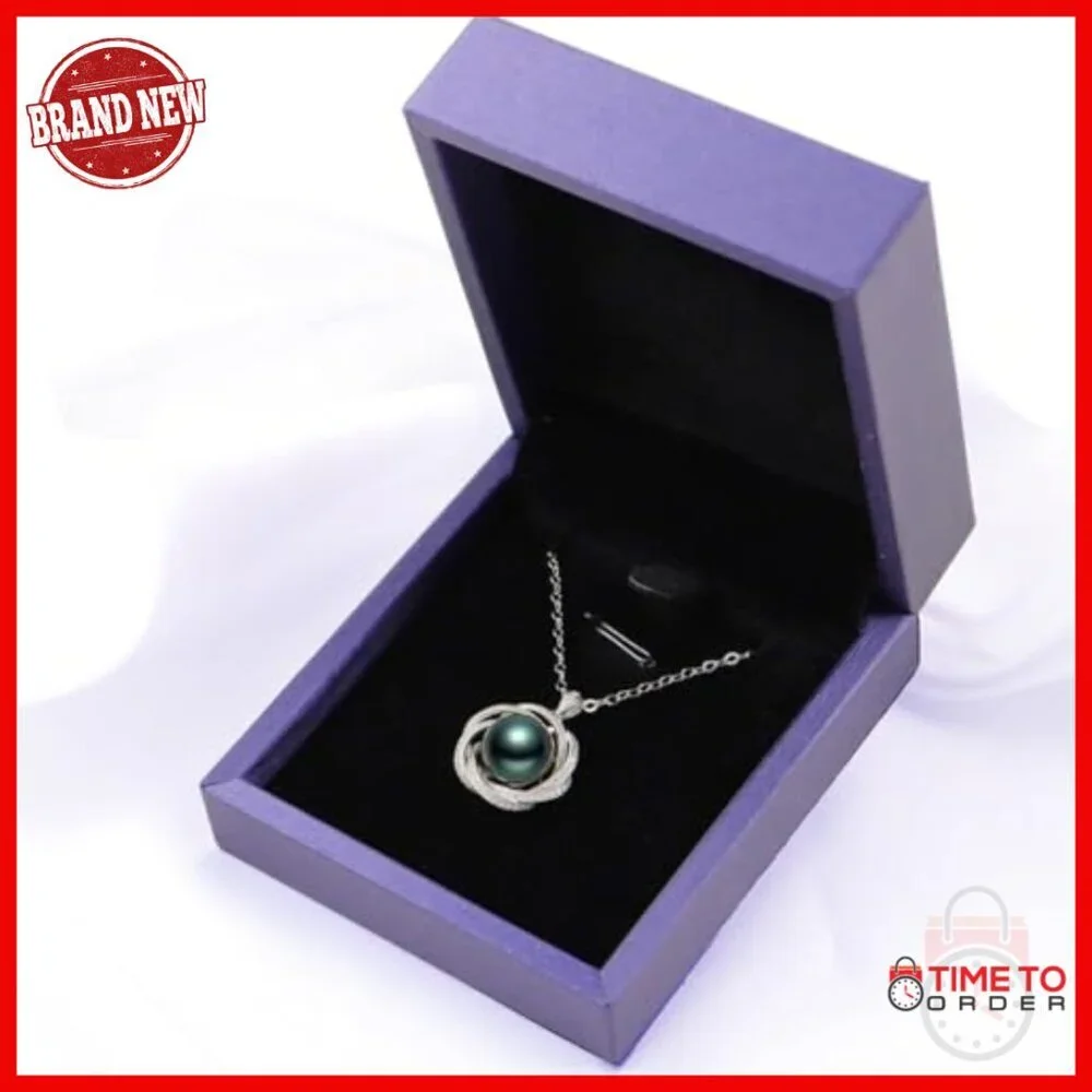 Tahitian Pearl Pendant Necklace 18K Gold Plated Sterling Silver 18 Inch Chain